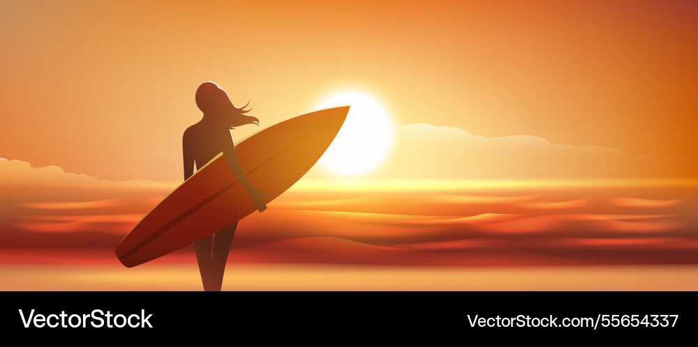 Sunset surfer Royalty Free Vector Image - VectorStock