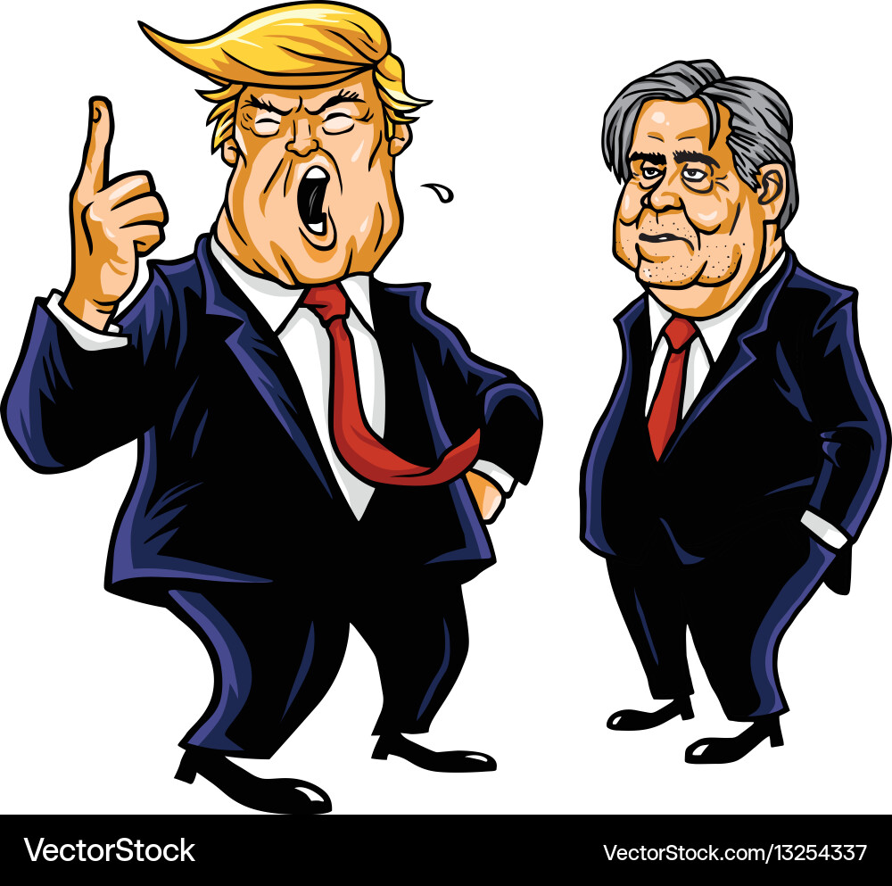 Trump and Bannon Cartoon Portrait Vector Image
