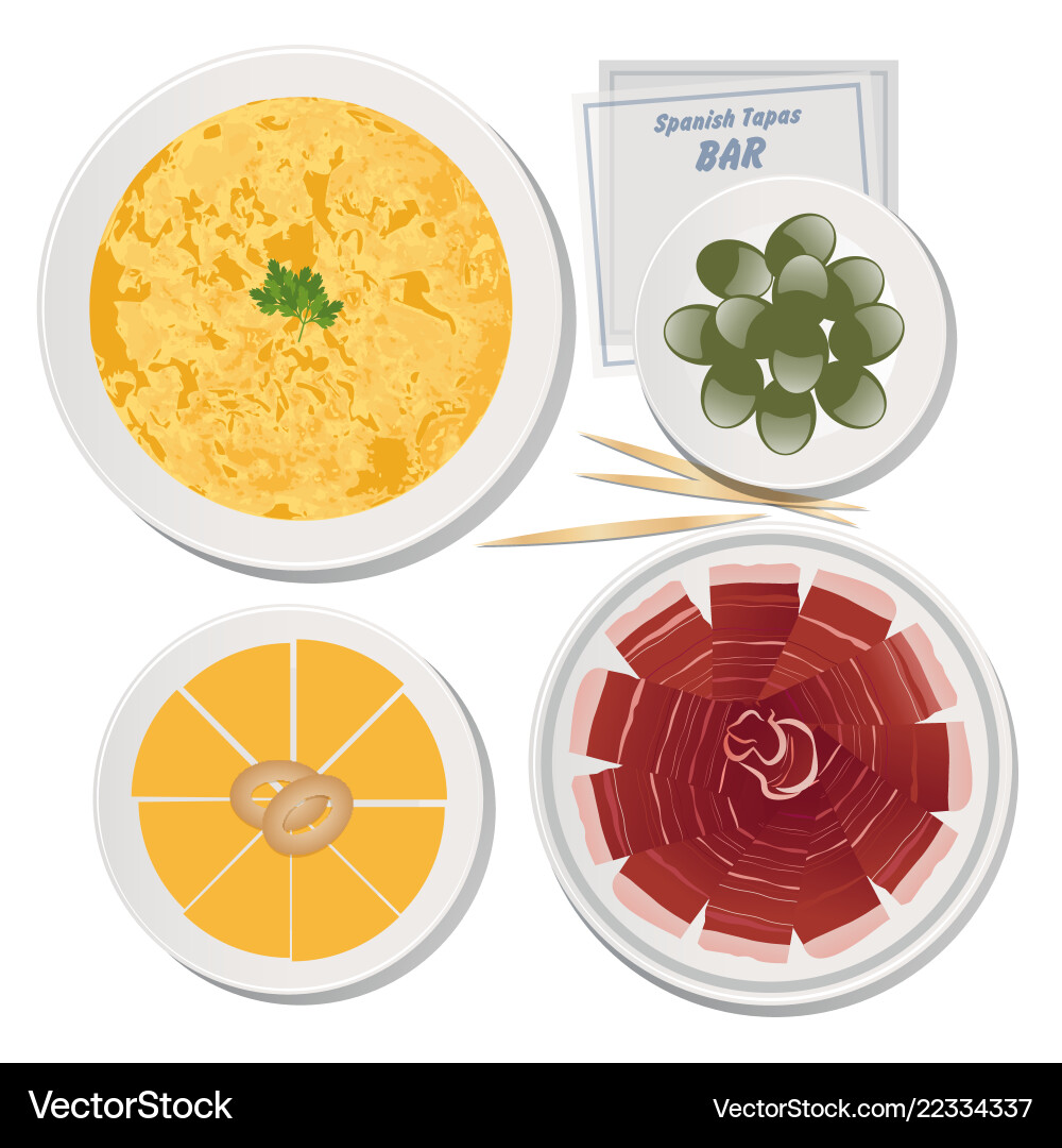 Typische spanische Küche Tapas Käse Kartoffel Omelette Typische spanische Küche Tapas Käse Kartoffel Omelette vektorbild