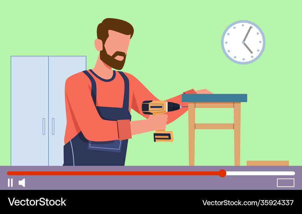 Video tutorials carpentry lessons on screen Video tutorials carpentry lessons on screen vector image