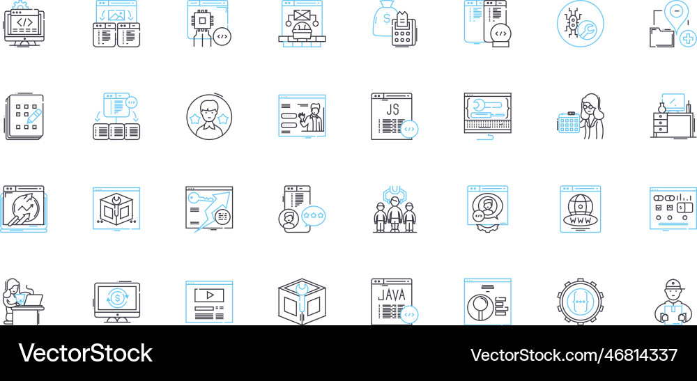 Workstation Computer lineare Icons Set Prozessor Workstation Computer lineare Icons Set Prozessor vektorbild