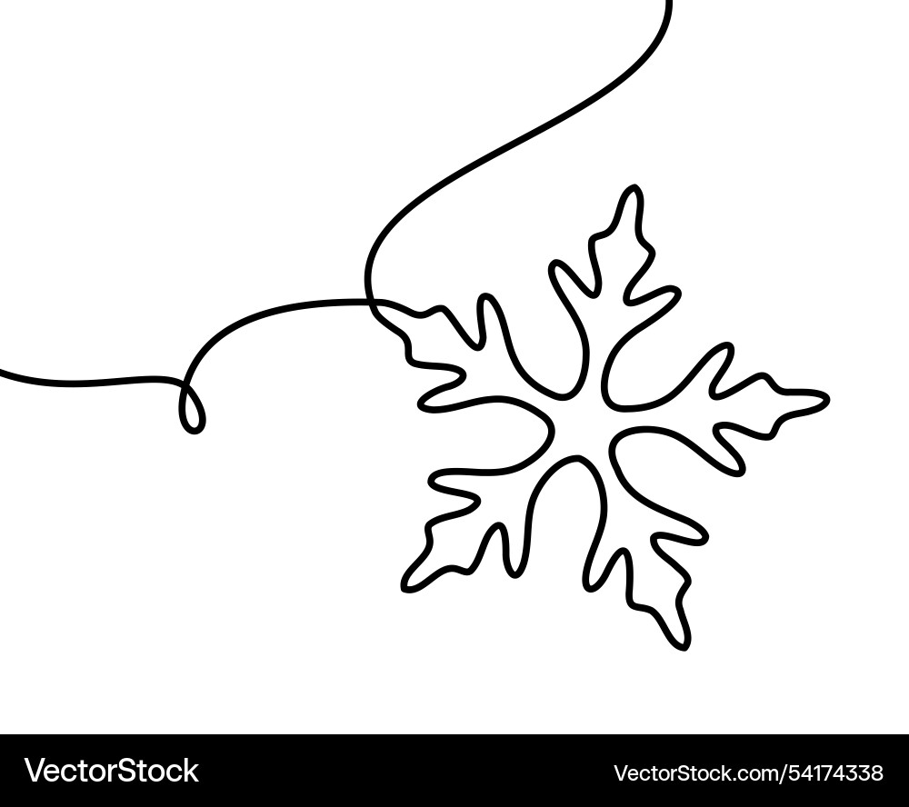 Black line snowflake outline with curved string Black line snowflake outline with curved string vector image