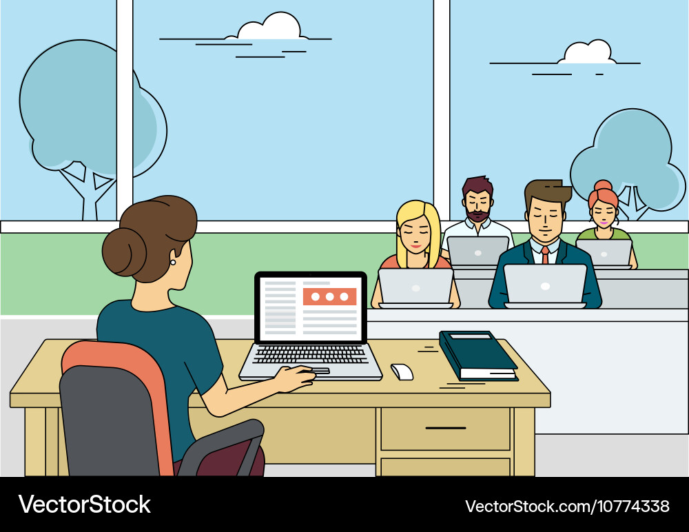 Busy students learning in a university class vector image