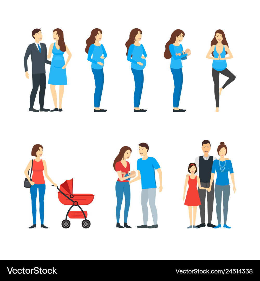 Cartoon characters family pregnancy parents Cartoon characters family pregnancy parents vector image