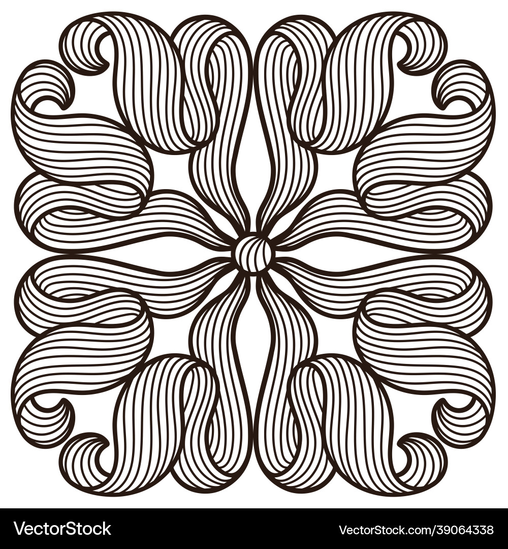 Ceramic tile pattern with wave line curls Ceramic tile pattern with wave line curls Vector Image
