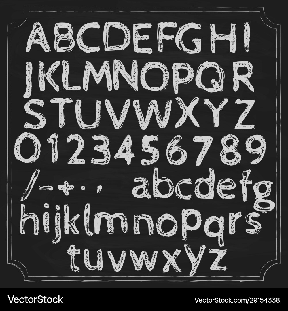 Chalkboard Alphabet and Numbers Vector Image