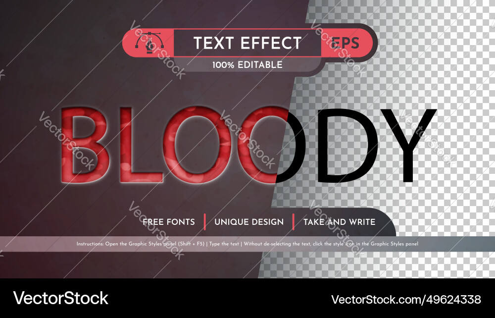 Emboss blood - editable text effect font style Emboss blood - editable text effect font style vector image