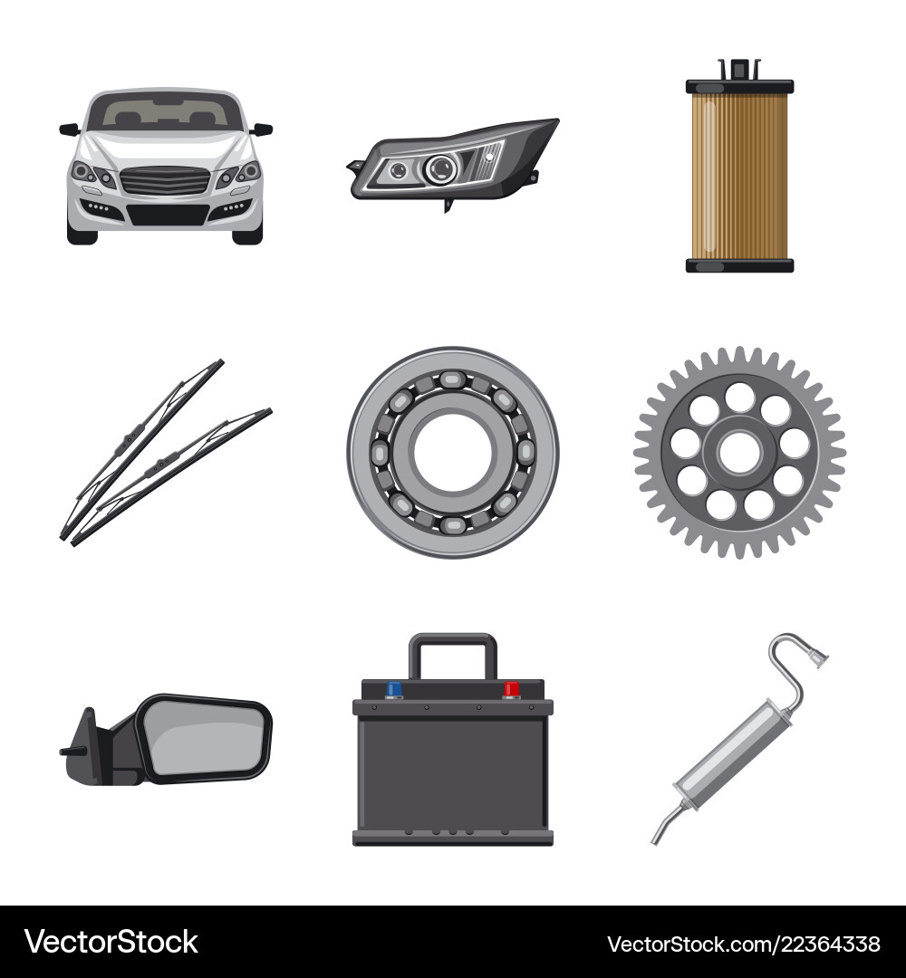Isolated object of auto and part logo collection vector image