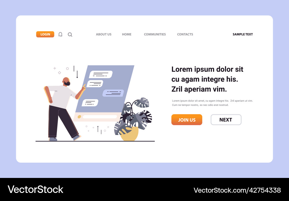 Man chatting on digital screen guy using chat app Man chatting on digital screen guy using chat app vector image