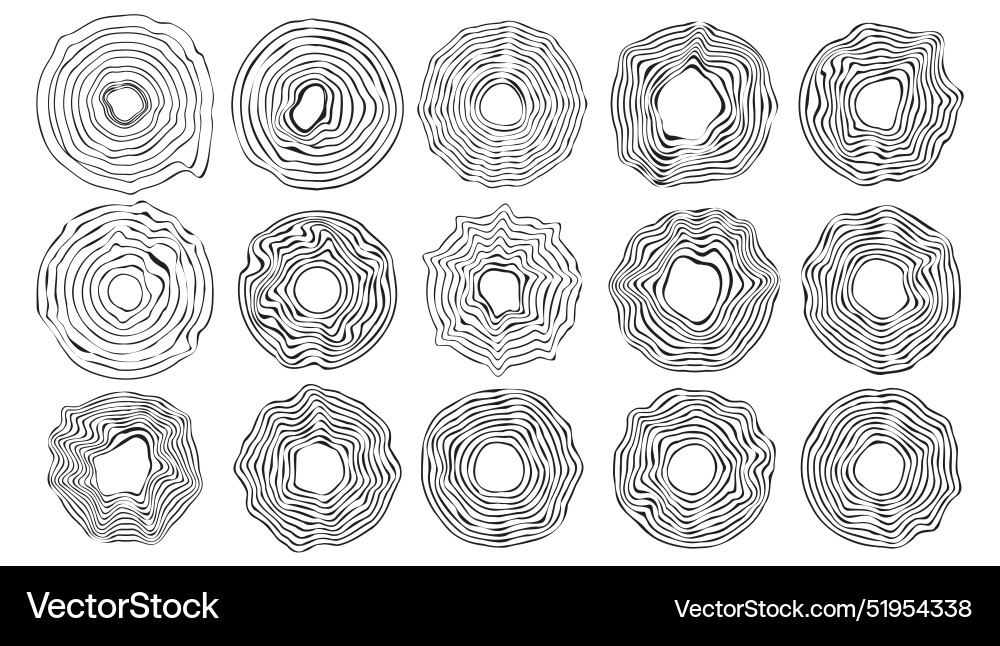 Melting distorted circles collection isolated vector image