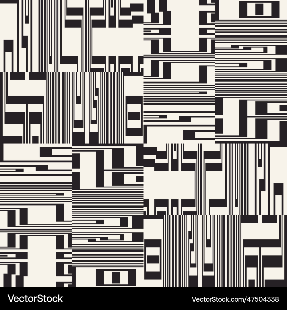 Monochrome glitch effect textured pattern vector image