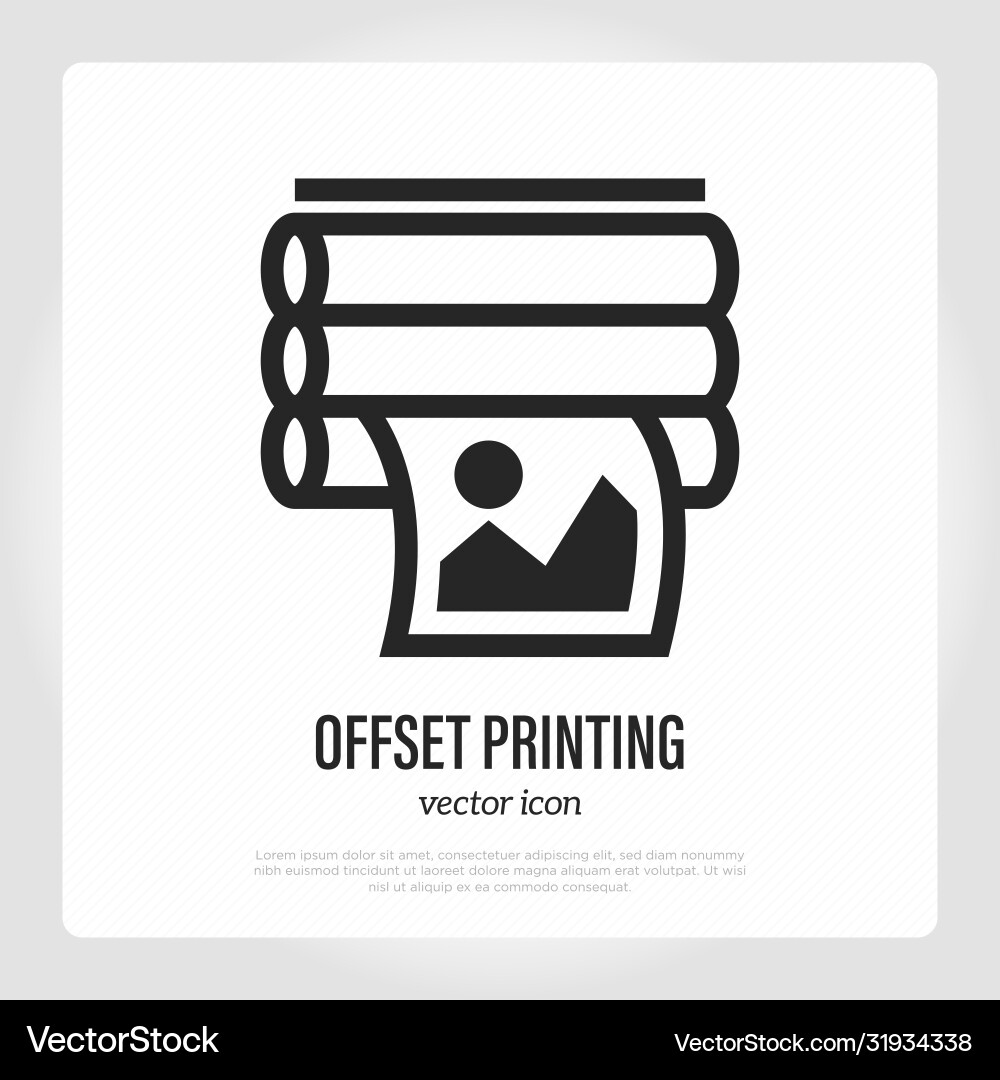 Offset printing thin line icon typography Vector Image