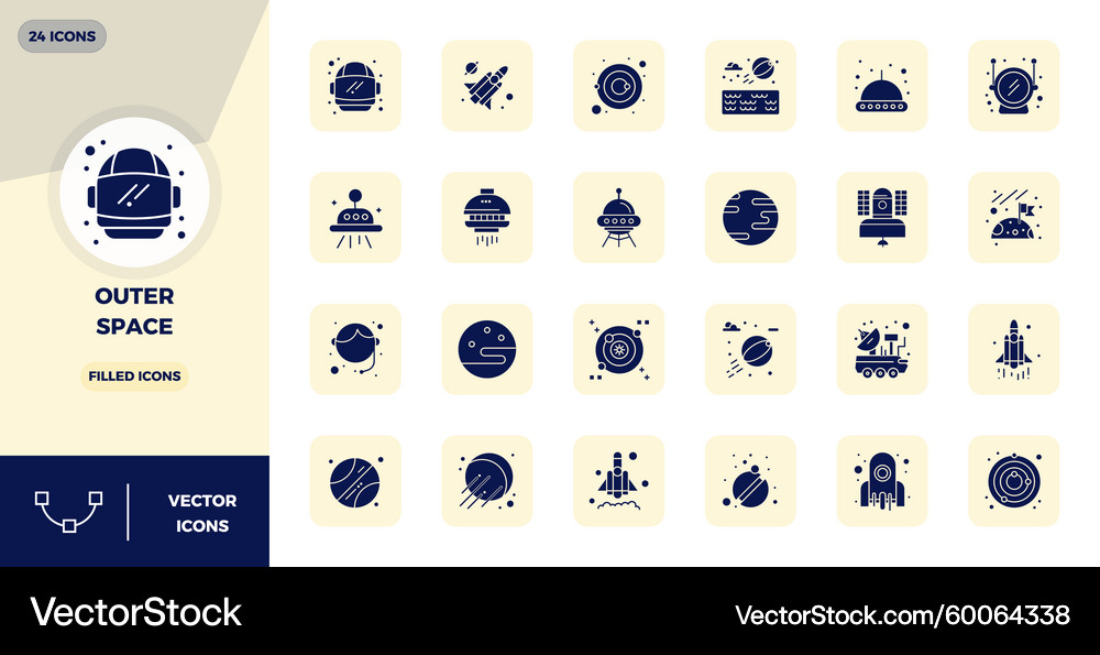 Outer Space Icon Set - 24 Pixel – Royalty-Free Vector | VectorStock