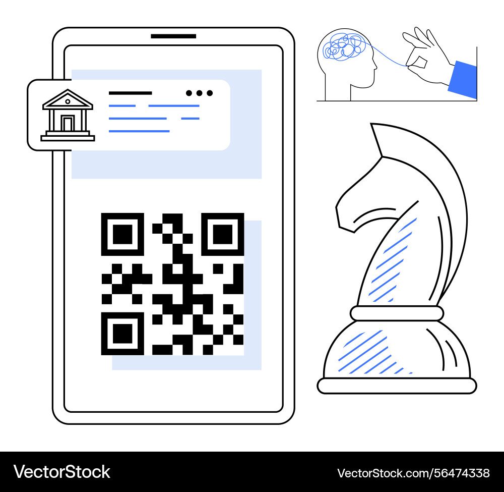 Qr code with banking app brain analytics Qr code with banking app brain analytics vector image