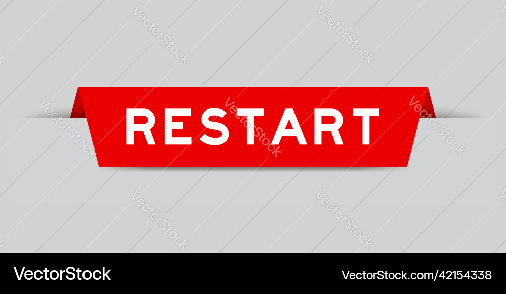 Red color inserted label with word restart Vector Image