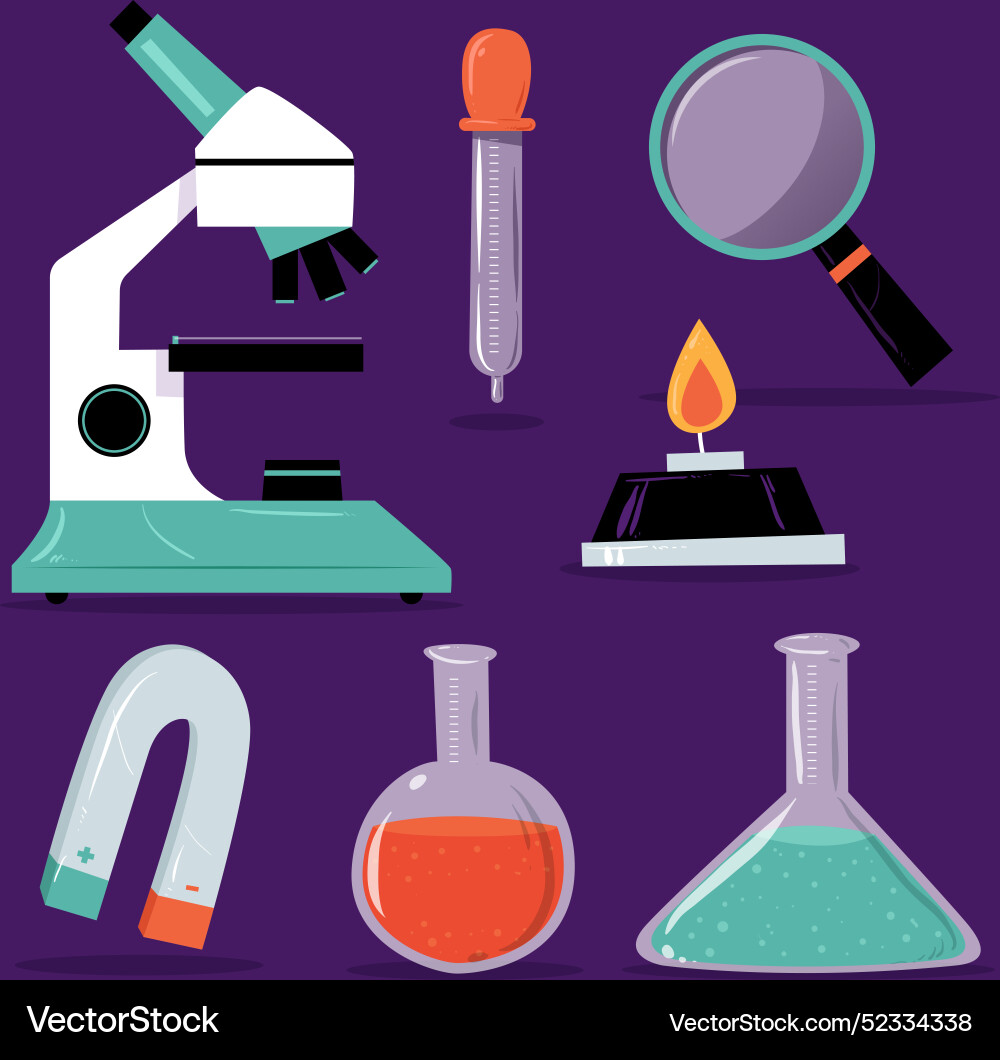 Science lab objects set vector image