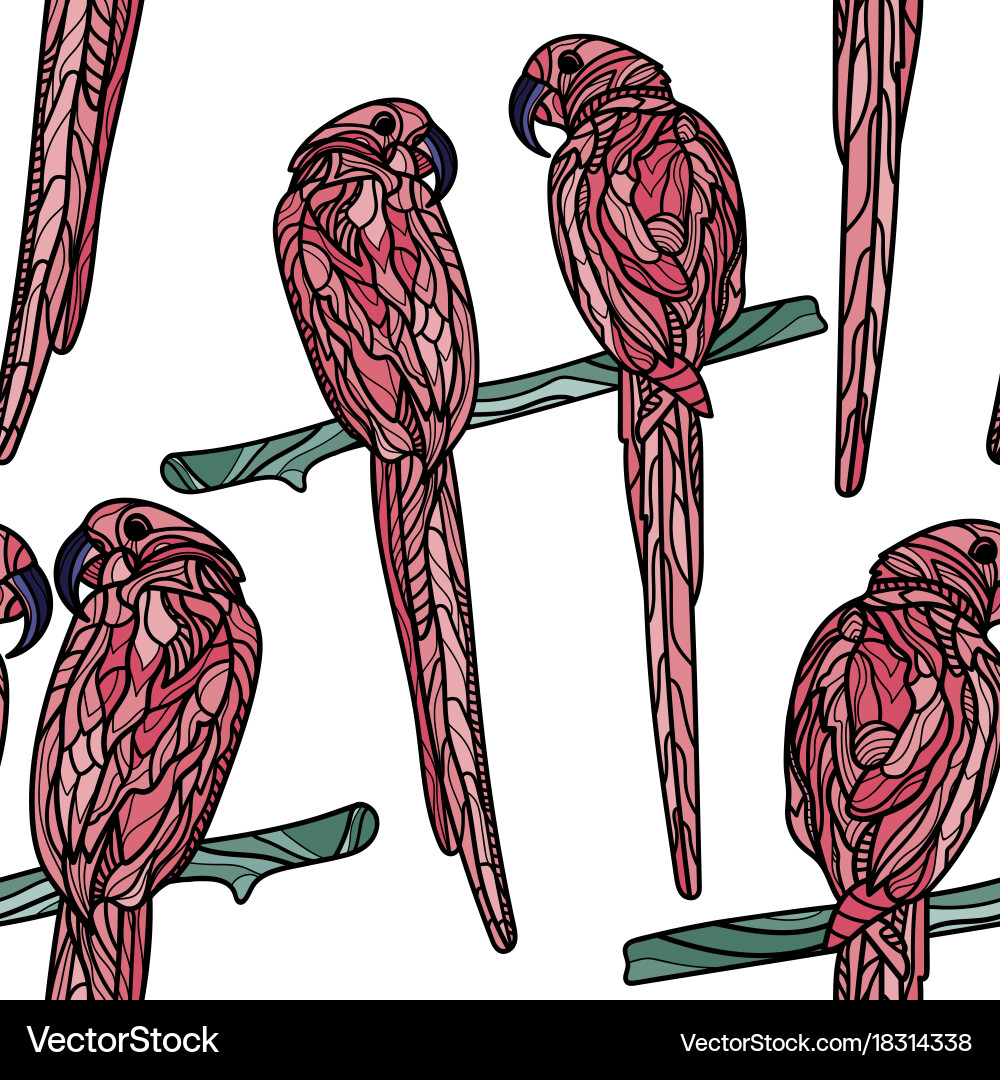 Seamless pattern with parrots Vector Image