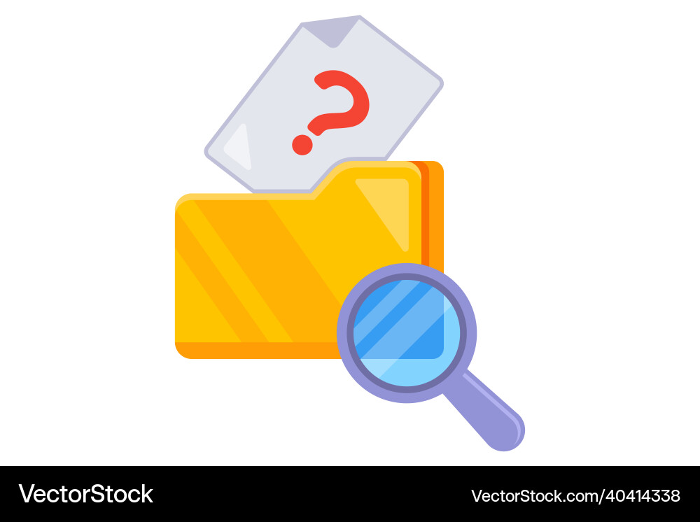 Search for the file on computer magnifying Search for the file on computer magnifying vector image