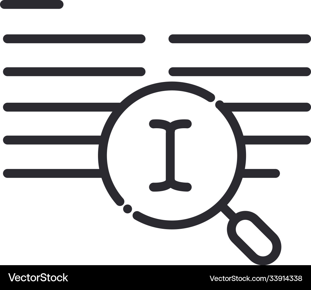 Search icon magnifying text edit document thin vector image
