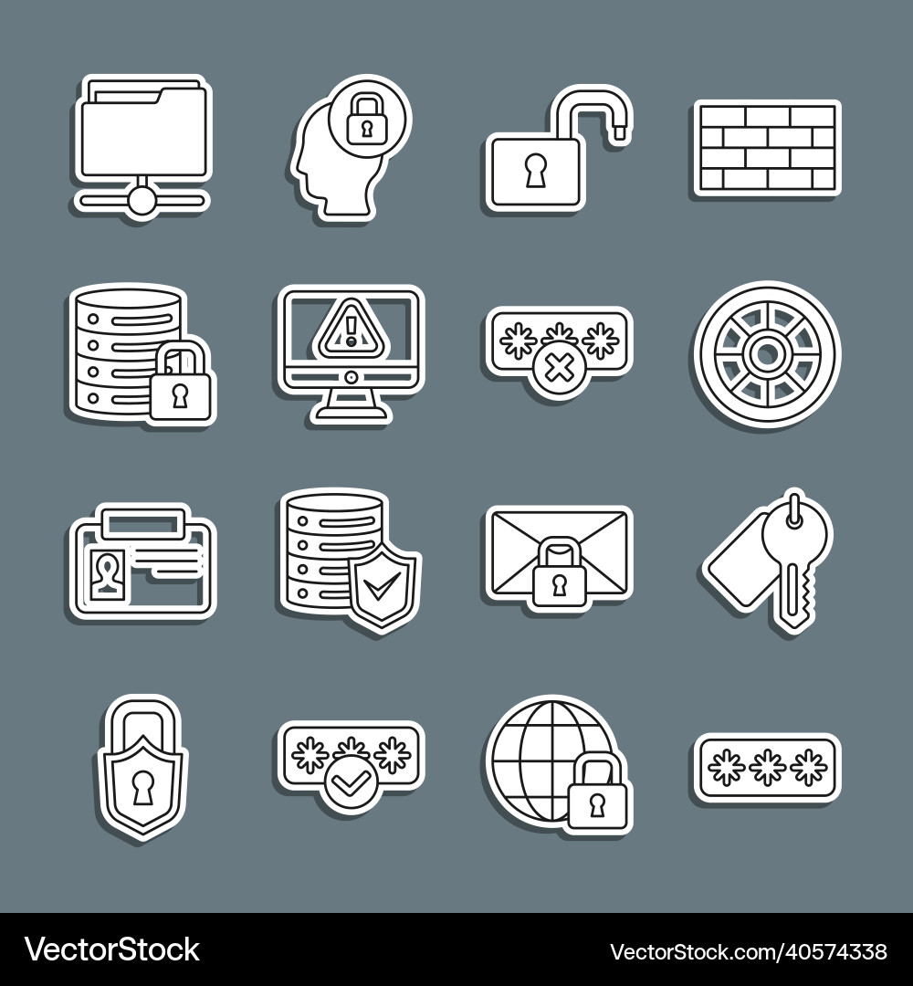Set line password protection marked key safe Set line password protection marked key safe Vector Image