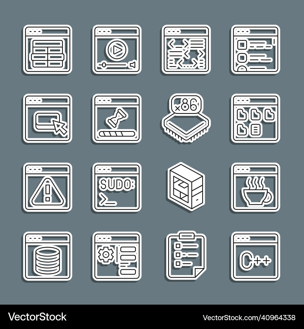 Set line software browser files loading data Set line software browser files loading data vector image