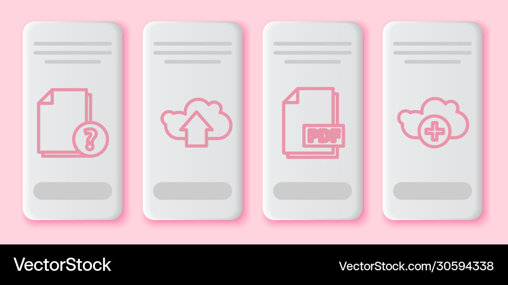 Set line unknown document cloud upload pdf file Set line unknown document cloud upload pdf file Vector Image