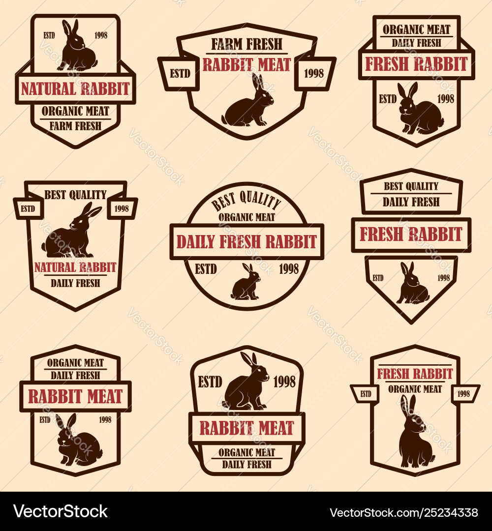 Set rabbit meat labels design elements Set rabbit meat labels design elements vector image