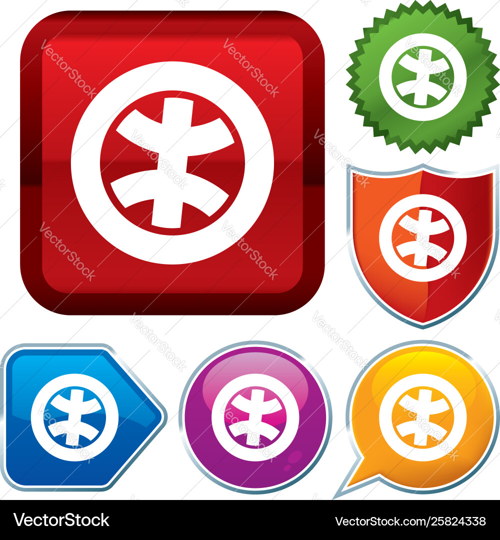 Set shiny icon series on buttons planet vector image