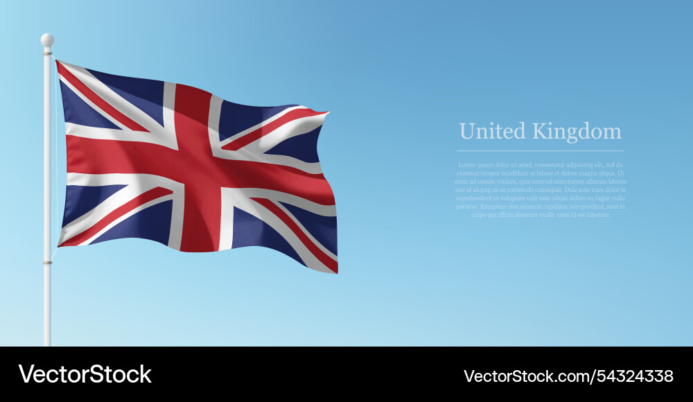Waving flag of against clear blue sky copyspace Waving flag of against clear blue sky copyspace vector image
