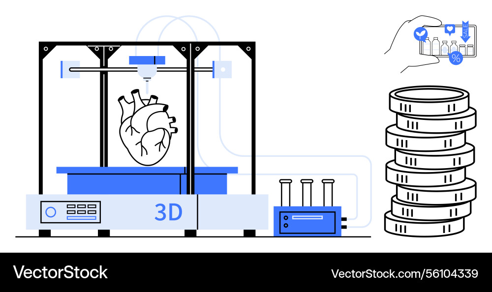 Advanced 3d bioprinting process creating a human Advanced 3d bioprinting process creating a human vector image