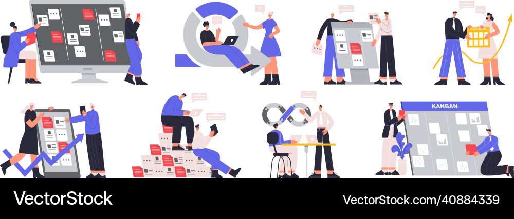 Agile Software Entwicklung Team devops kanban Agile Software Entwicklung Team devops kanban vektorbild