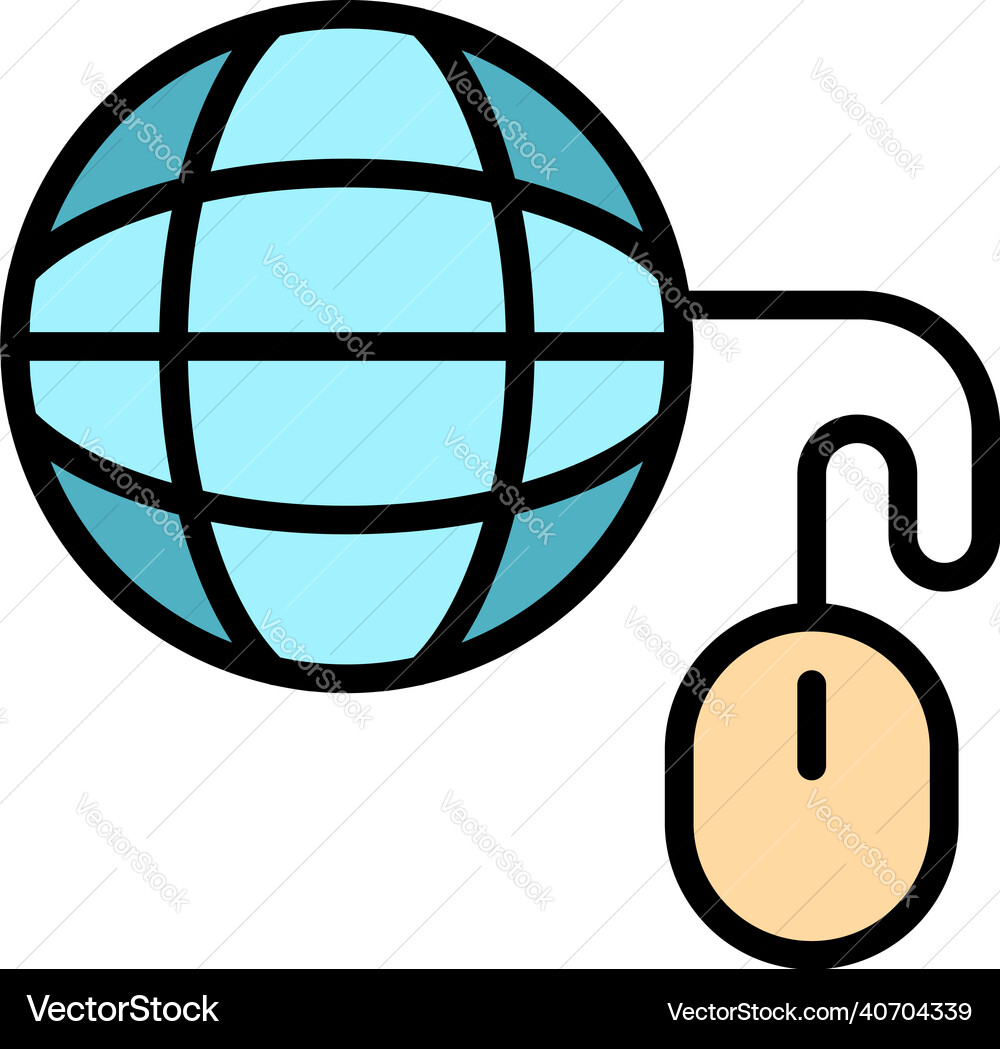 Click global library icon color outline Click global library icon color outline Vector Image