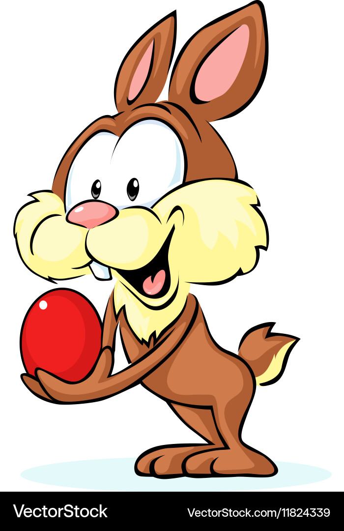 Cute bunny hold red egg vector image