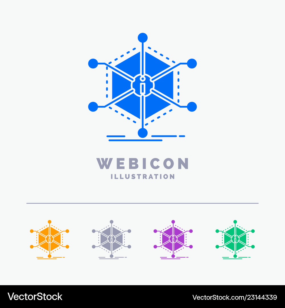 Data Information Resources - 5 Color Icon Set Vector Image