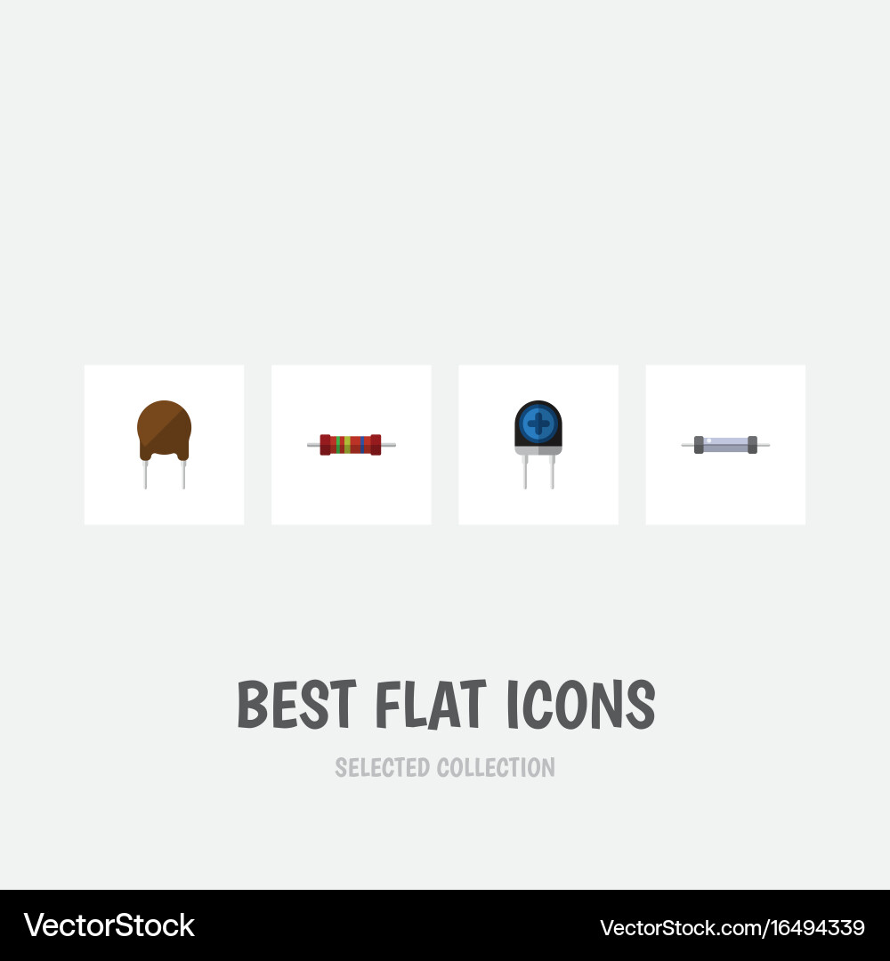 Flat icon device set of triode resistor vector image