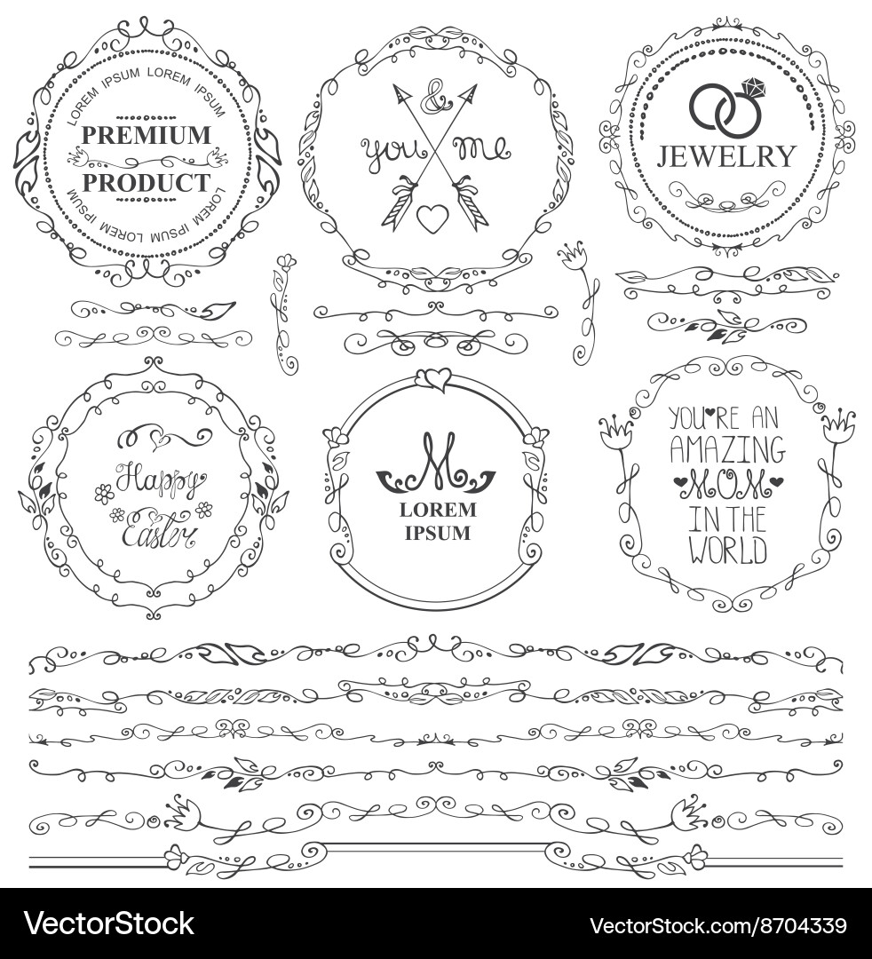 Floral Flourish Border Set Vector Image