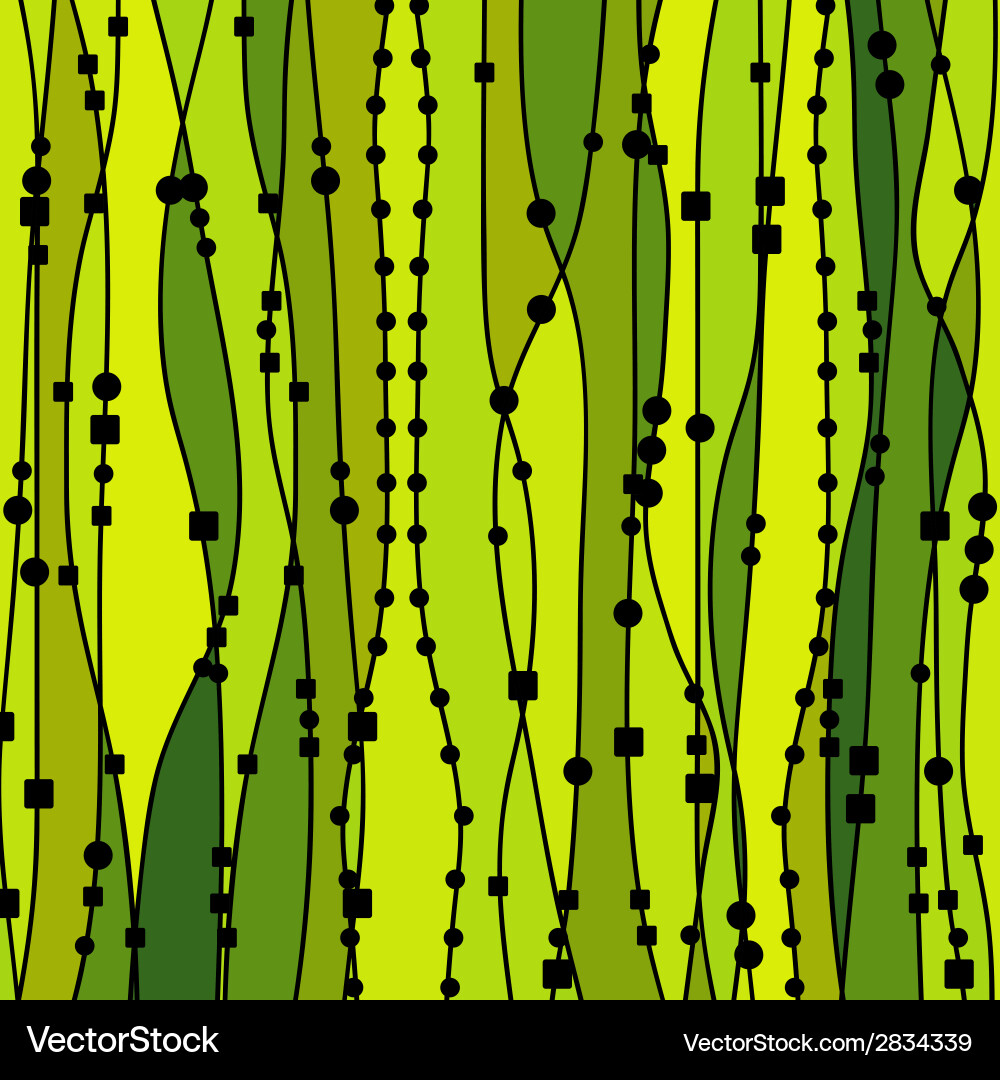 Green background with lines squares and dots vector image