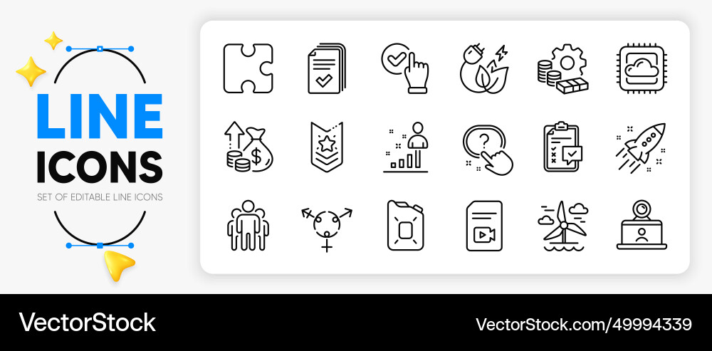 Handout puzzle and checkbox line icons for web Handout puzzle and checkbox line icons for web Vector Image