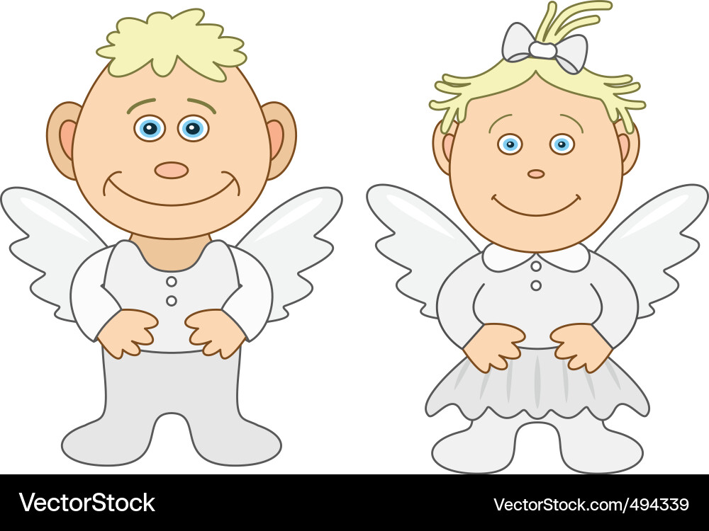 Junge und Mädchen Engel Vektorbild