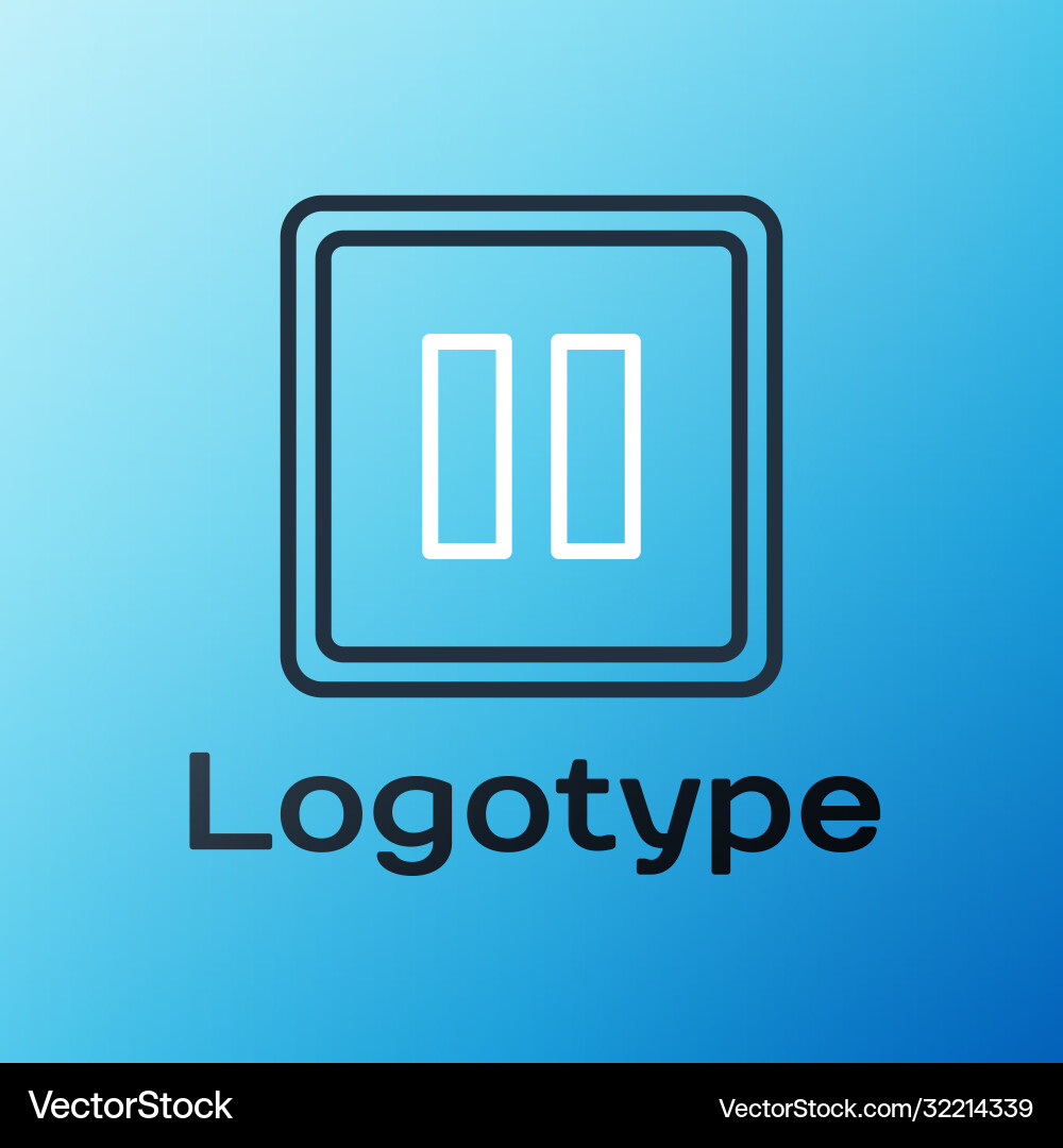 Line pause button icon isolated on blue background Vector Image