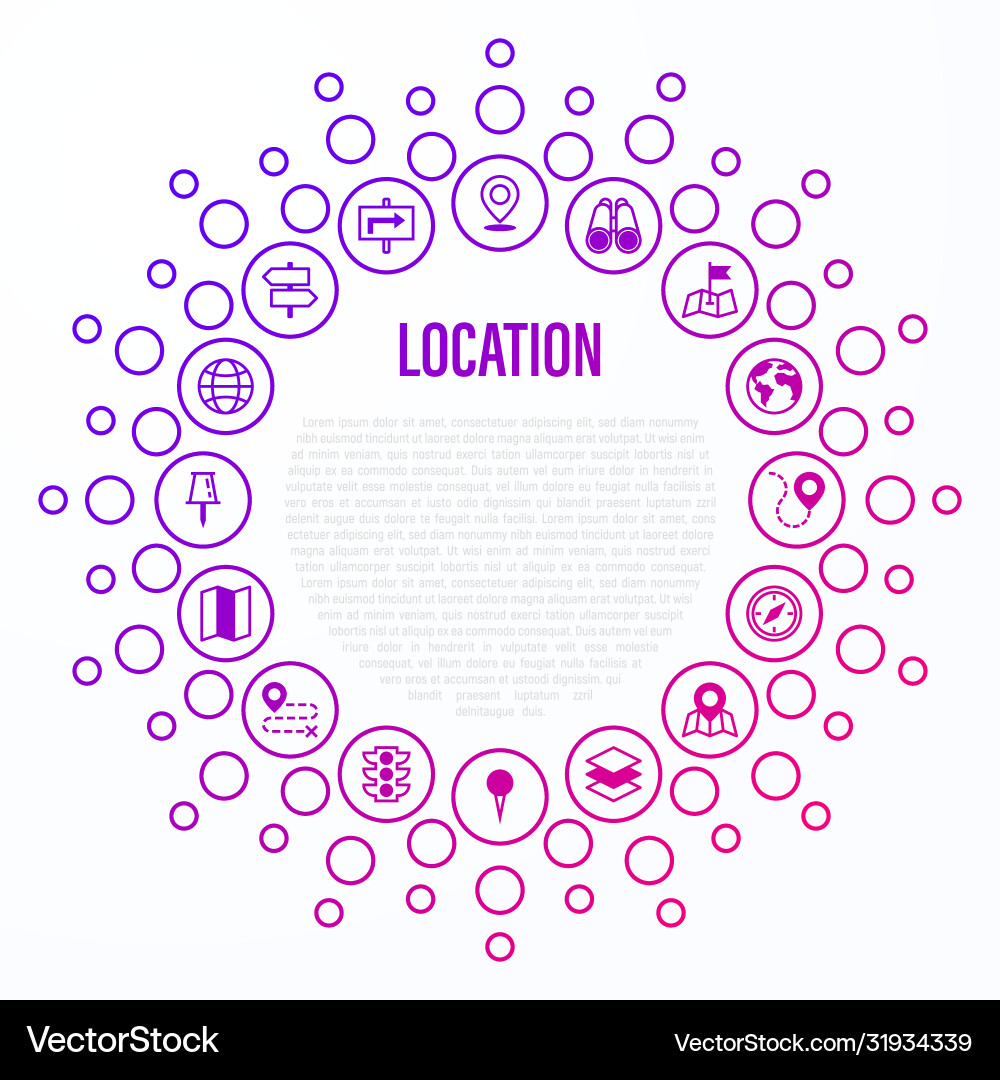 Location and navigation concept in circle shape vector image