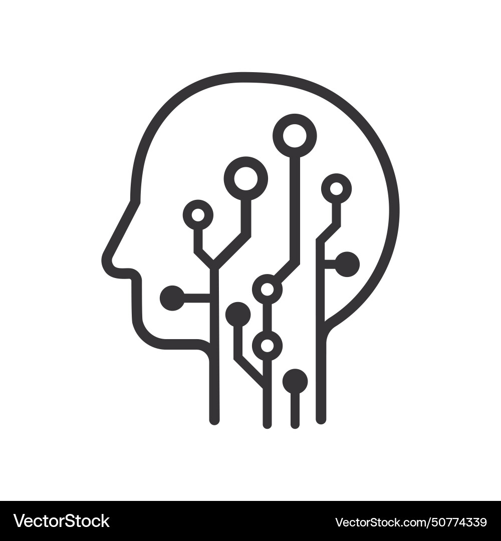 Man ai automation line icon Royalty Free Vector Image