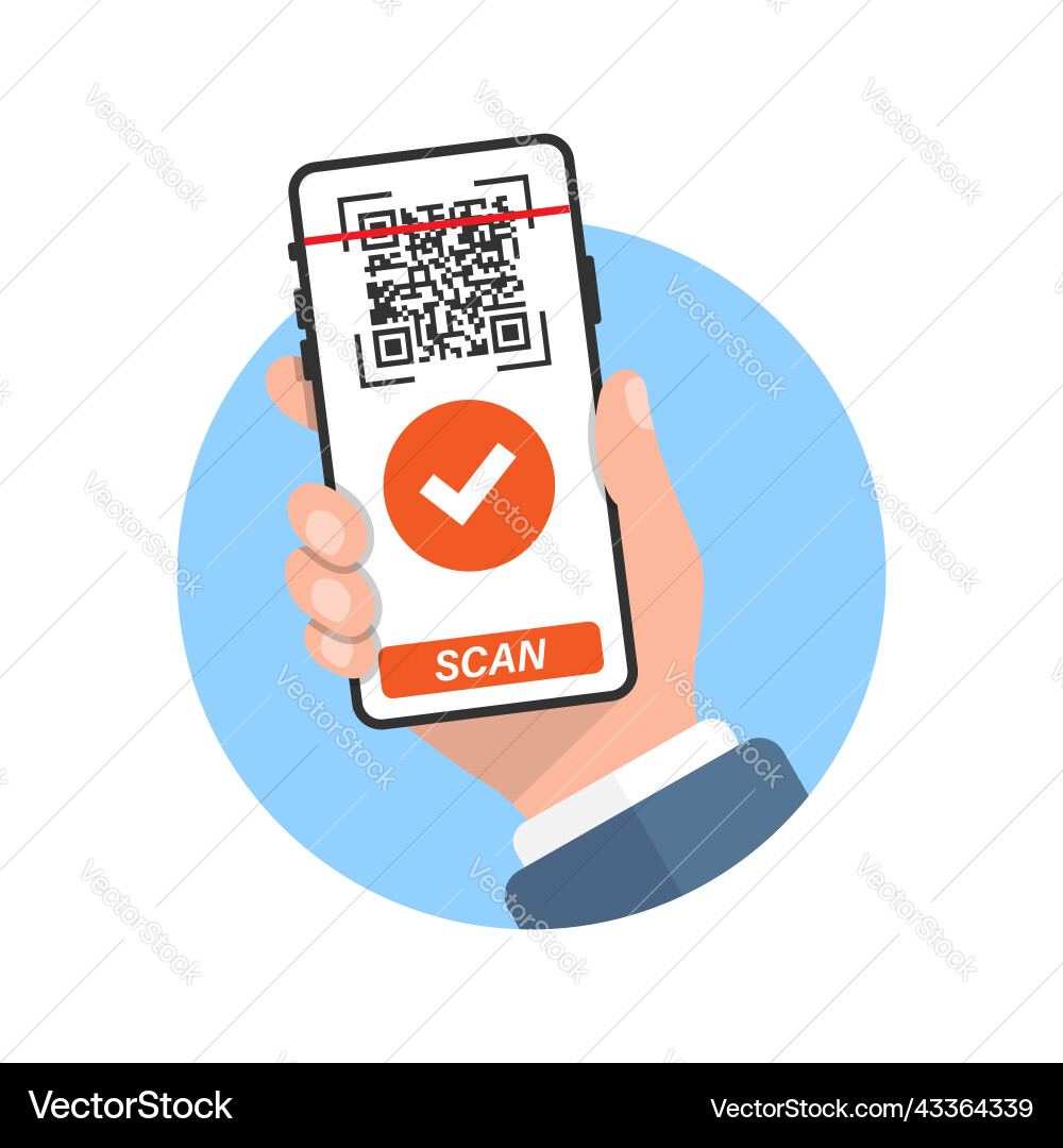 Qr code scan in flat style mobile phone scanning Vector Image