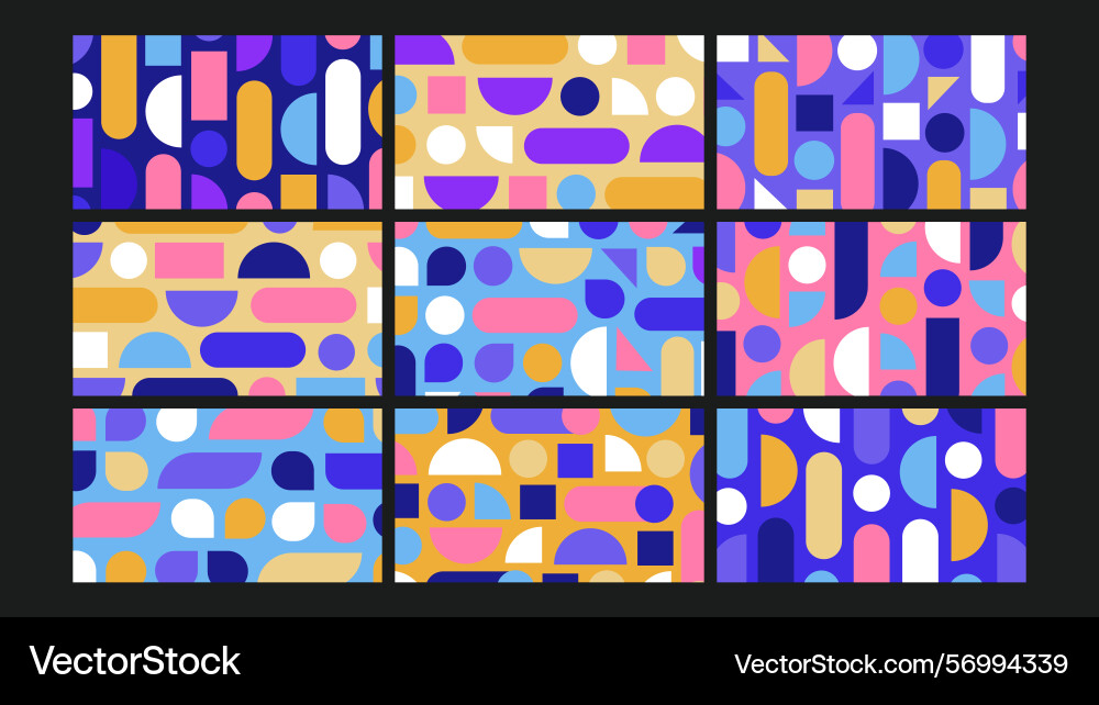 Retro abstract colorful shape background set Retro abstract colorful shape background set Vector Image