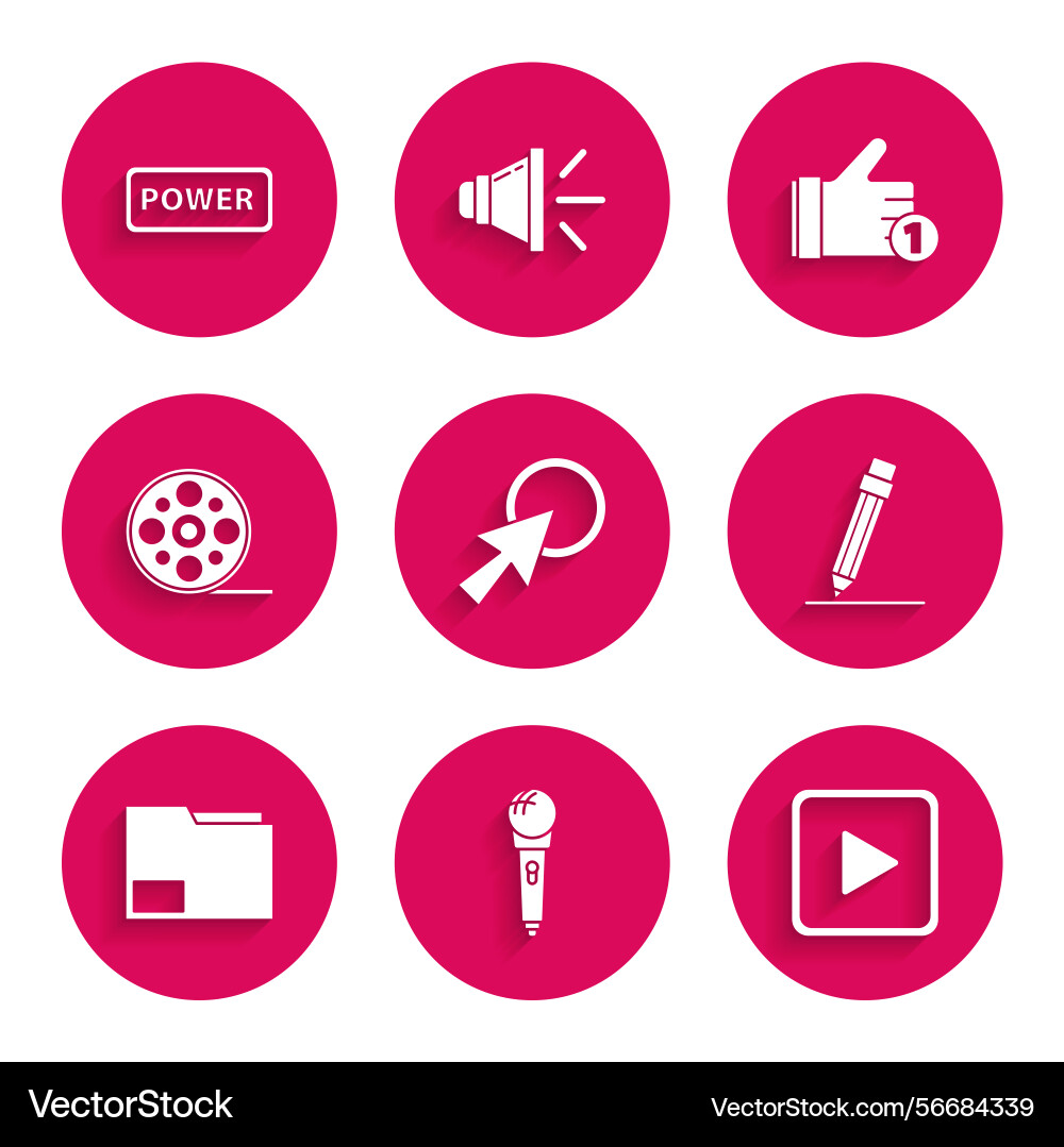 Set arrow cursor microphone play in square pencil Set arrow cursor microphone play in square pencil vector image