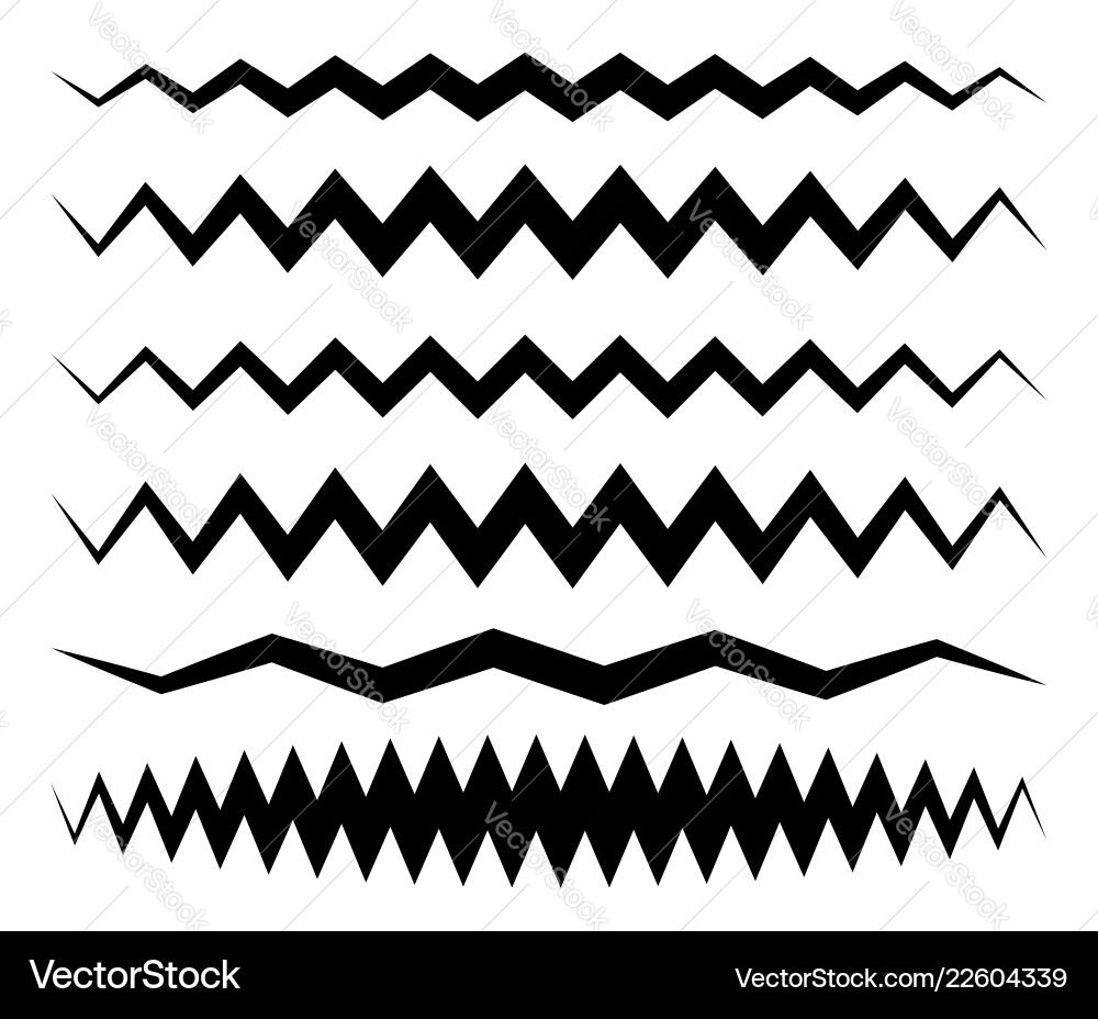 Set of wavy zigzag horizontal lines dividers Vector Image