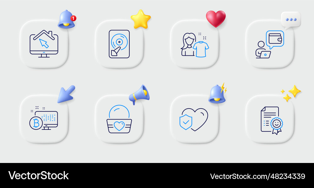 Smile work home and hdd line icons for web app Smile work home and hdd line icons for web app vector image