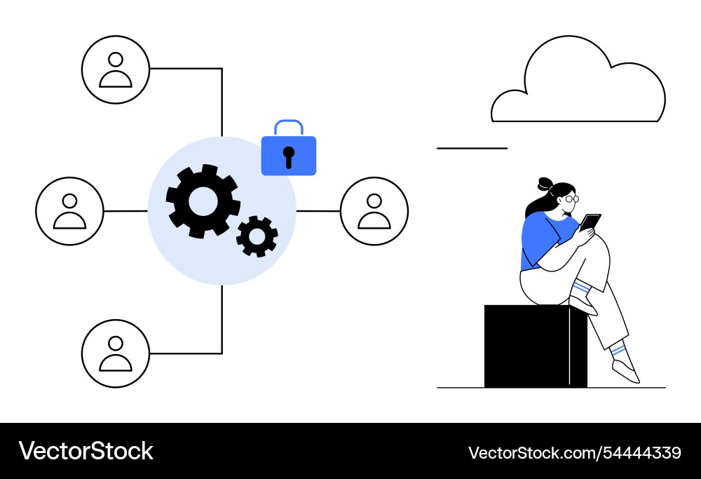 Team collaboration and data security with remote vector image