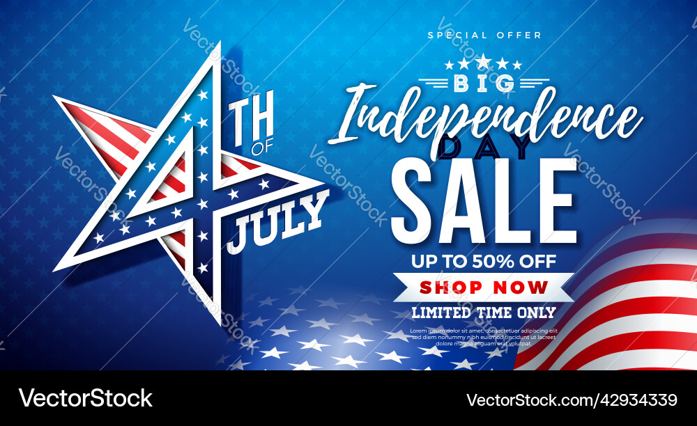 Vierte Juli Unabhängigkeit Tag Verkauf Banner Design Vierte Juli Unabhängigkeit Tag Verkauf Banner Design vektorbild