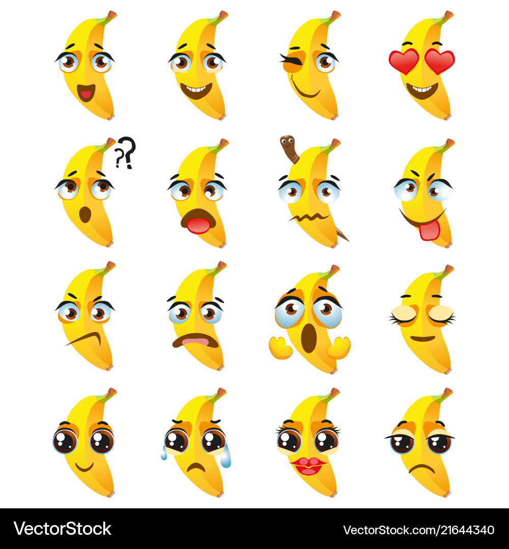Banana Emoji Emoticon Ausdruck lustig süßes Essen Banana Emoji Emoticon Ausdruck lustig süßes Essen vektorbild